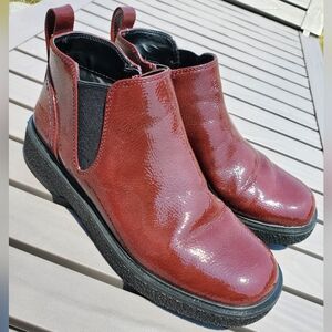 Franco Sarto Jellisa Burgundy Patent Chelsea Boots Size 7M